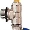 Two pressure gauges and a valve on a white surface. Manifold drain valves with auto air vent for Water Underfloor Heating system.