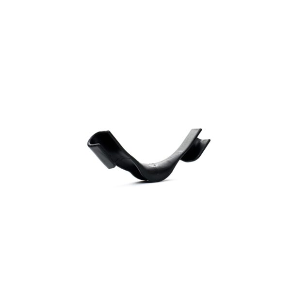Pipe bend support: a plastic bracket with a curved shape, designed to hold and stabilize a pipe bend in place.