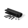 Plastic pipe clips: a set of fasteners made of plastic used to secure pipes in place