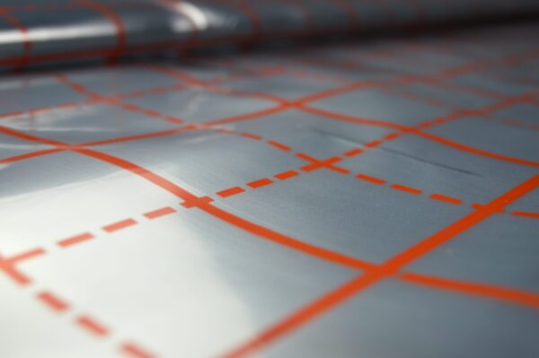 Underfloor aluminium thermal insulation for underfloor heating 1mx50m red grit