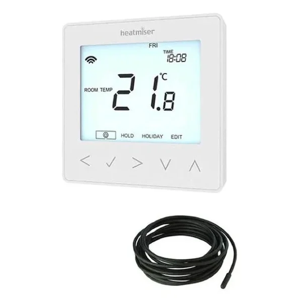 Heatmiser neostat thermostat with floor probe cable 3m to control electric underfloor heating.