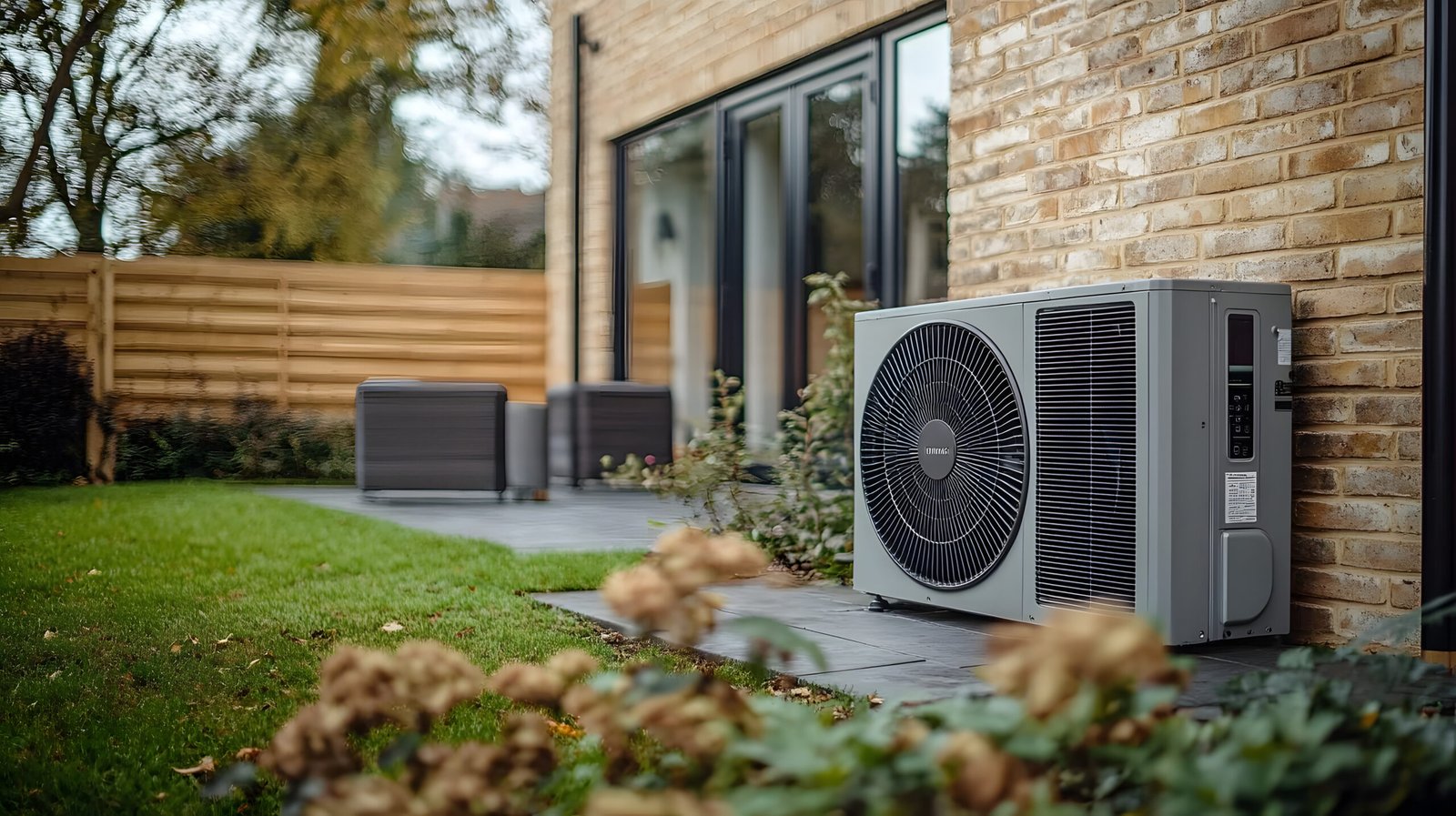 Air source heat pump with underfloor heating system for energy efficient home heating