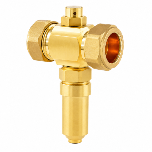 28mm brass anti-freeze valve with compression fittings for air source heat pump frost protection